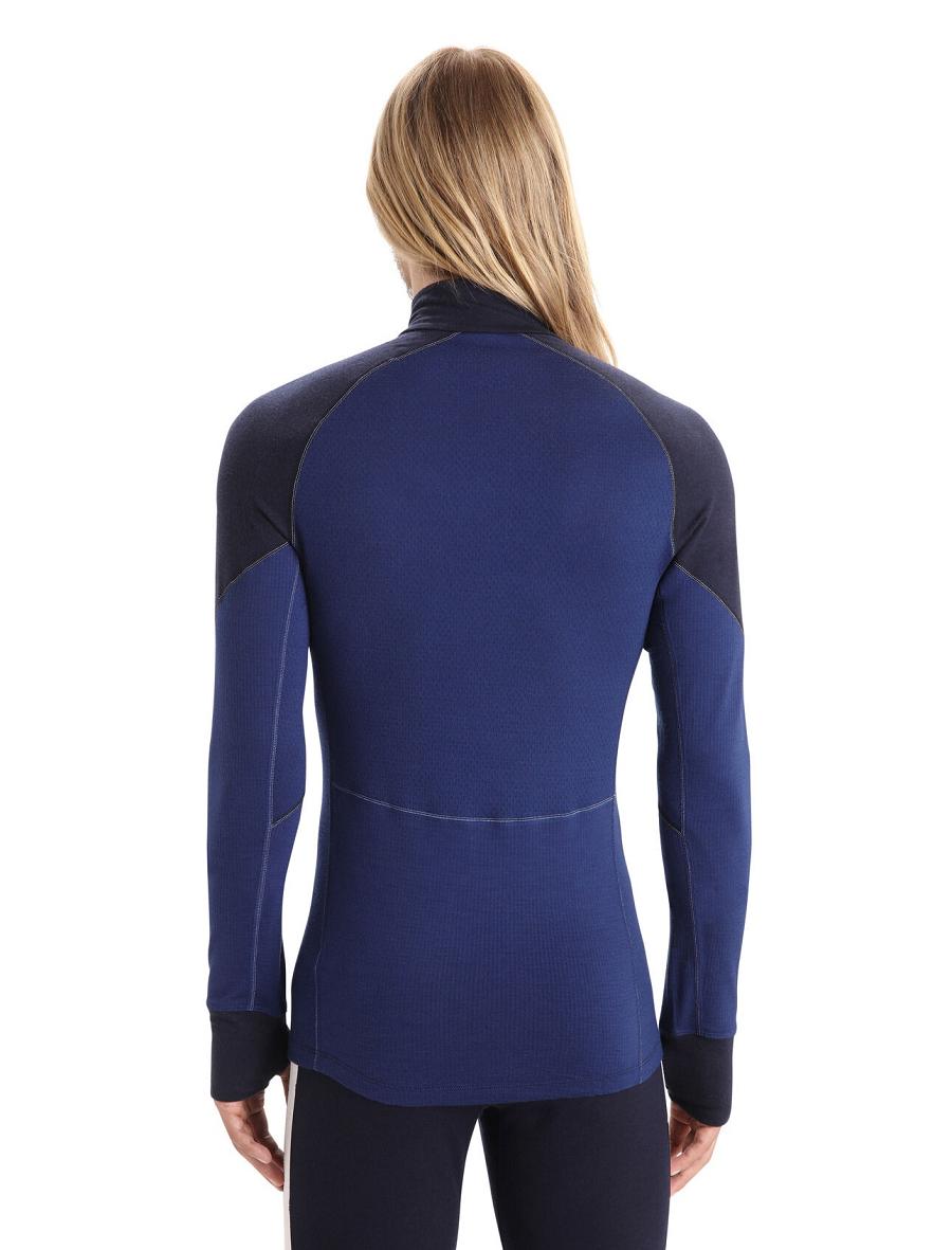 Icebreaker BodyfitZone™ Merino 260 Zone Long Sleeve Half Zip Thermal Top Miesten Base Layers Laivastonsininen Kuninkaallinen Sininen Laivastonsininen | FI 1348ZUTG